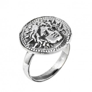 Helios-Sun God ~ Ancient Greek Rhodes Tetradrachm Coin ~ Silver Ring