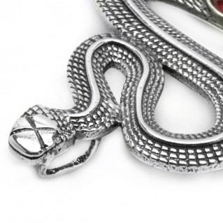 Snake-Serpent ~ Sterling Silver and Carnelian Pendant - L