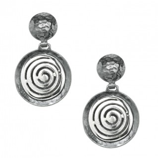 Spiral ~ Sterling Silver Hammered Finished Earrings