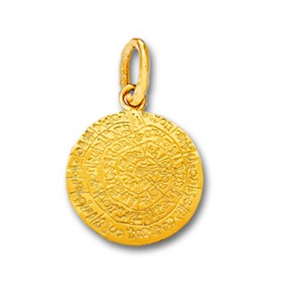 Minoan Phaistos Disk - 14K Solid Gold Pendant A/Small