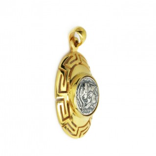 Goddess Athena Stater ~ Greek Silver & Gold Plated Coin Pendant