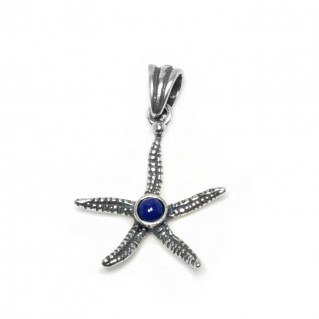 Starfish ~ Sterling Silver Pendant with Lapis Lazuli