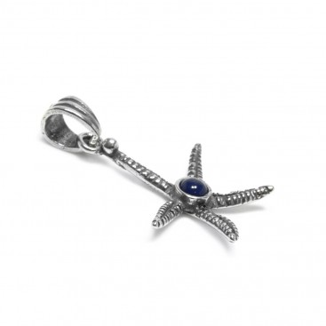 Starfish ~ Sterling Silver Pendant with Lapis Lazuli