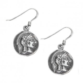 Athena & Owl - Ancient Greek Silver Coin Hook Earrings