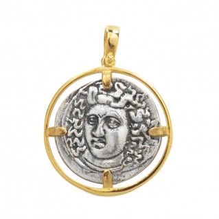 Nymph Larissa & Horse Ancient Didrachm Coin ~ Sterling Silver Coin Pendant