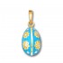 Egg Pendant with Flowers ~ 14K Solid Gold and Hot Enamel - B/Small