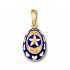 Star and Hearts Egg Pendant ~ 14K Solid Gold and Hot Enamel - A/Medium