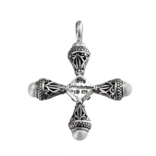 Gerochristo 5354N ~ Sterling Silver & Stones Byzantine-Medieval Cross Pendant