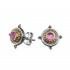 Gerochristo 1088N ~ Solid Gold & Sterling Silver Byzantine Medieval Stud Earrings