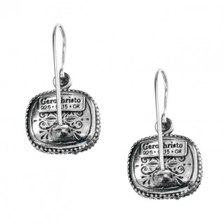 Gerochristo P1250N ~ Sterling Silver & Garnet Medieval-Byzantine Drop Earrings