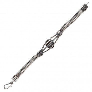 Savati 259 - Sterling Silver Multi Chain Byzantine Bracelet with Larimar