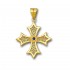 18K Solid Gold Filigree Budded Cross Pendant with Gemstone - B