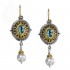 Gerochristo 1038N ~ Solid Gold, Silver & Stones - Medieval Drop Earrings