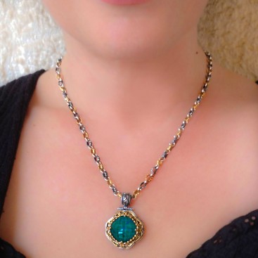 M247 ~ Sterling Silver and Gemstone - Medieval Byzantine Pendant Necklace