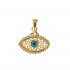 Evil Eye Amulet ~ 14K Solid Gold Filigree Charm Pendant - A/Small