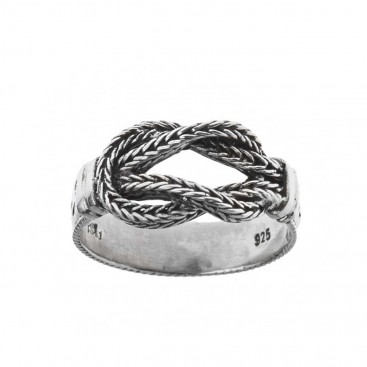 Hercules Knot ~ Sterling Silver Engraved Band Ring - Savati 294