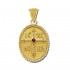 14K Solid Gold and Ruby Conqueror's Cross Constantinato Oval Pendant