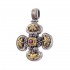 Gerochristo 5279 ~ Solid Gold & Sterling Silver Byzantine Cross Pendant